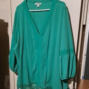 Elegant Green Women's Top along with belted dress both size 3x sold together